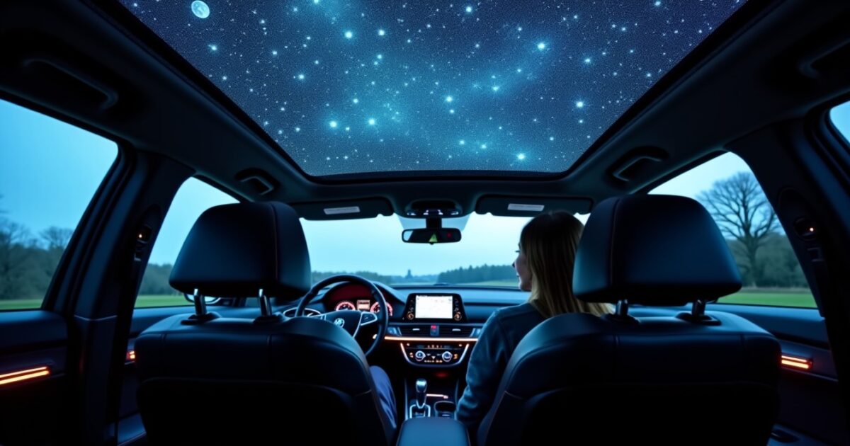 Découvrez le mystère du ciel étoilé à l'intérieur d'une voiture : une expérience immersive et féerique